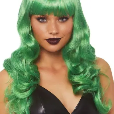 24 Inch Misfit Long Wavy Bang Wig - Green