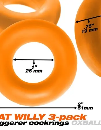 Fat Willy 3-Pack Jumbo Cockring - Orange