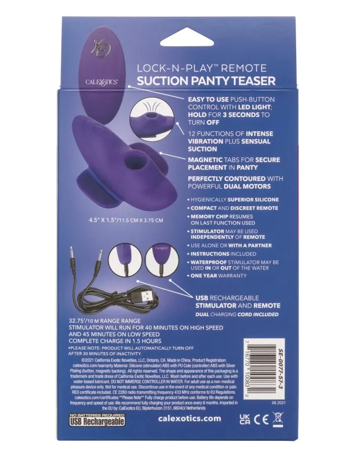 Lock-N-Play Remote Suction Panty Teaser - Purple