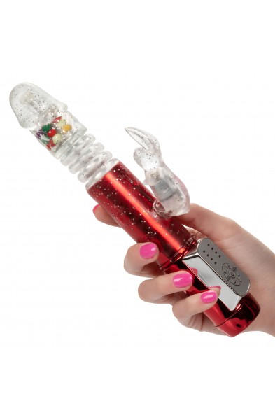 Naughty Bits Cumball Machine Thrusting Jack  Rabbit Vibrator - Red