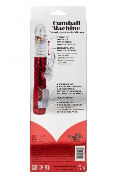 Naughty Bits Cumball Machine Thrusting Jack  Rabbit Vibrator - Red