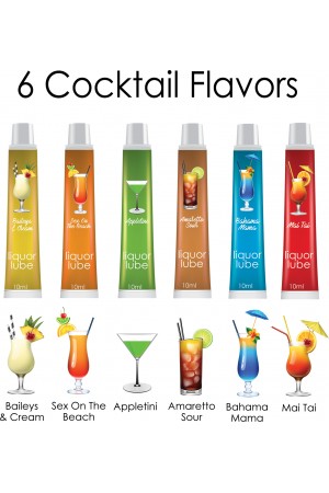 Liquor Lube Assorted Flavors 72 Pcs Display - Display - 6 Cocktail Flavors - 10ml Tubes