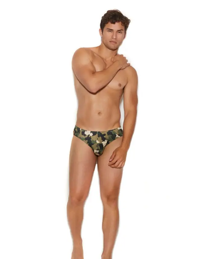 Men's Thong Back Brief - Large/xlarge -  Camouflage