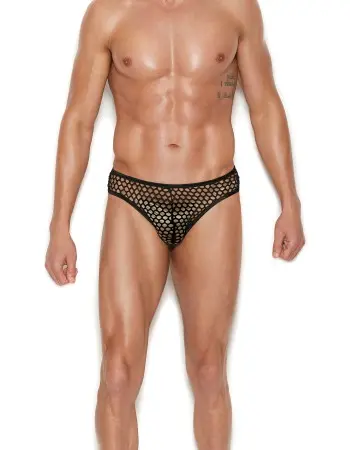 Men's Fishnet Thong Back Brief - Small/medium -  Black