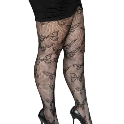 Butterfly Net Tights - 1x/2x - Black