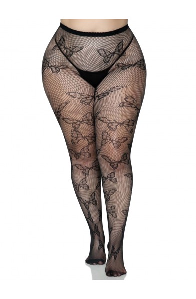 Butterfly Net Tights - 1x/2x - Black