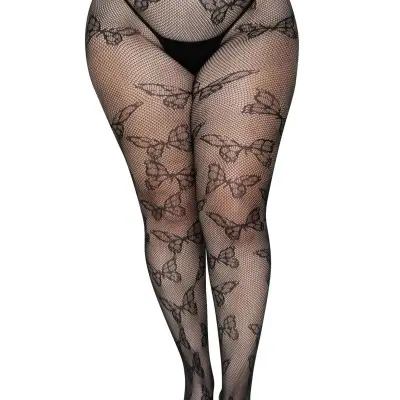 Butterfly Net Tights - 1x/2x - Black