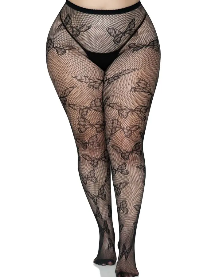 Butterfly Net Tights - 1x/2x - Black