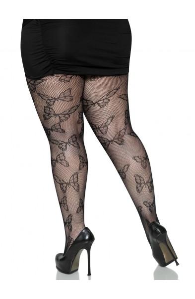 Butterfly Net Tights - 1x/2x - Black