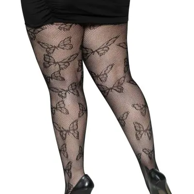 Butterfly Net Tights - 1x/2x - Black