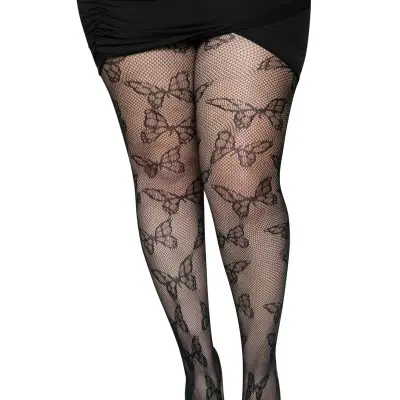 Butterfly Net Tights - 1x/2x - Black