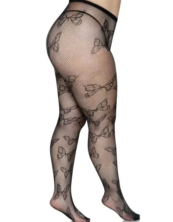 Butterfly Net Tights - 1x/2x - Black