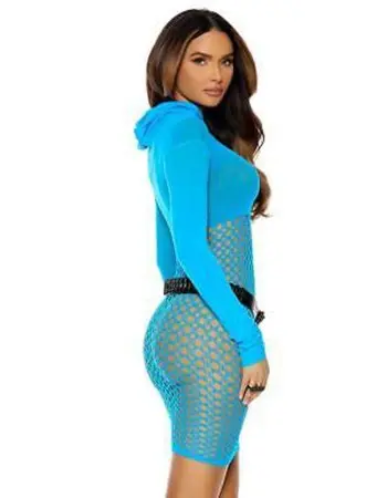Crochet Mini Dress - One Size - Neon Blue