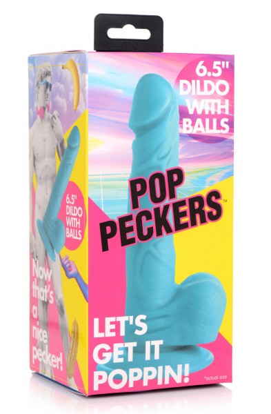 Pop Pecker 6.5 Inch Dildo With Balls - Blue