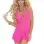 Lace Halter Mini Dress - Queen Size - Neon Pink