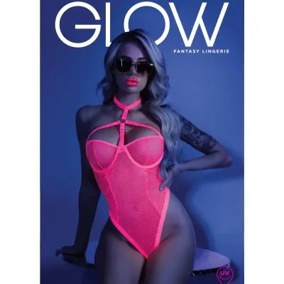All Nighter Harness Bodysuit - Large/xlarge - Neon Pink