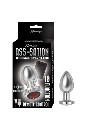 Ass-Sation Remote Vibrating Metal Plug - Silver