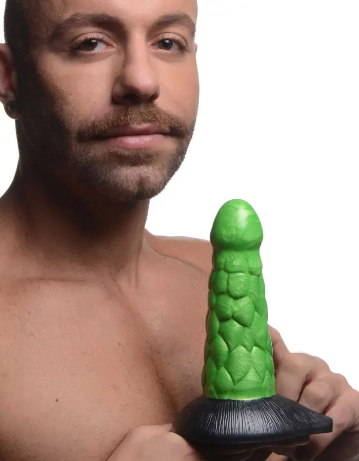 Radioactive Reptile Thick Scaly Silicone Dildo -  Green
