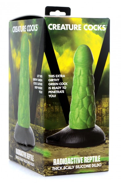 Radioactive Reptile Thick Scaly Silicone Dildo -  Green