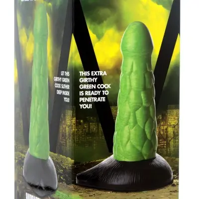 Radioactive Reptile Thick Scaly Silicone Dildo -  Green
