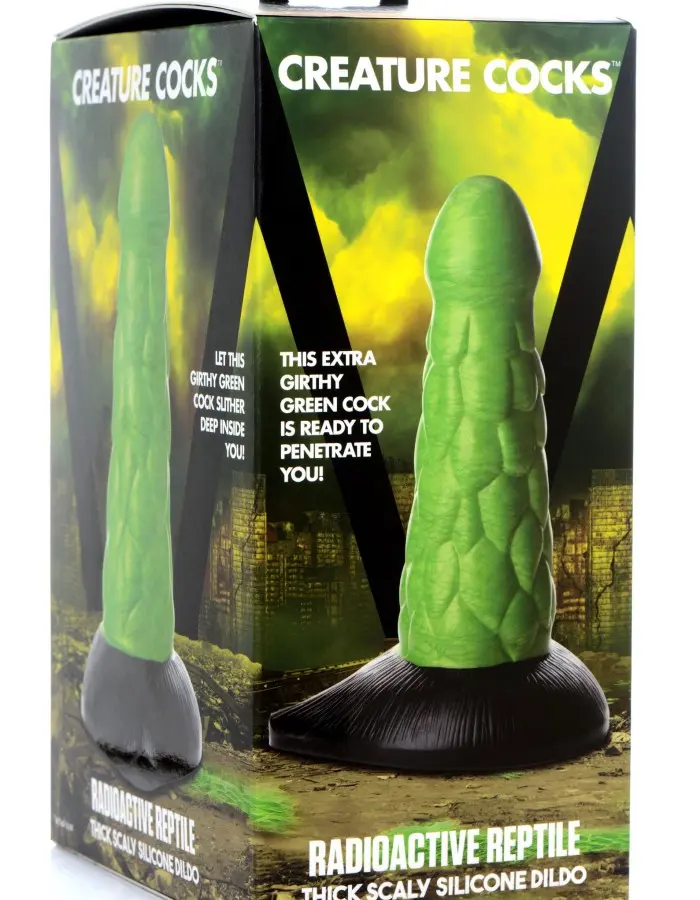 Radioactive Reptile Thick Scaly Silicone Dildo -  Green