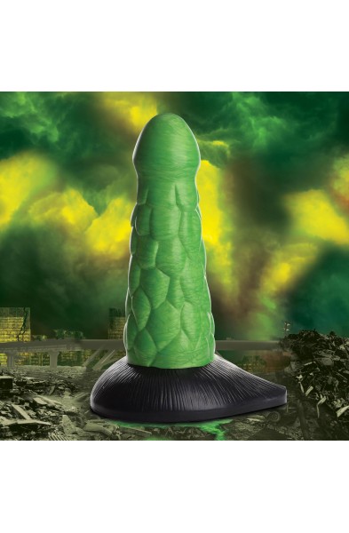 Radioactive Reptile Thick Scaly Silicone Dildo -  Green