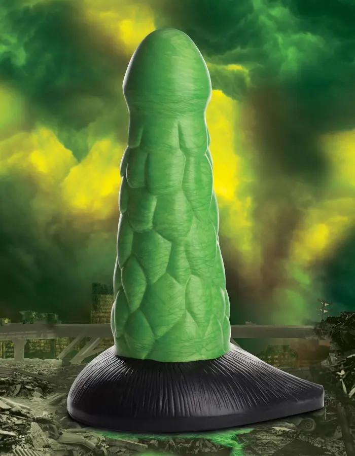Radioactive Reptile Thick Scaly Silicone Dildo -  Green