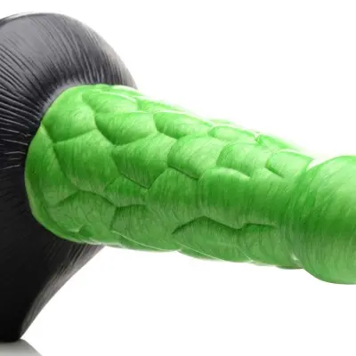 Radioactive Reptile Thick Scaly Silicone Dildo -  Green