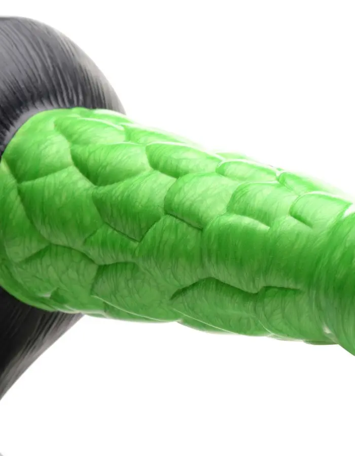 Radioactive Reptile Thick Scaly Silicone Dildo -  Green