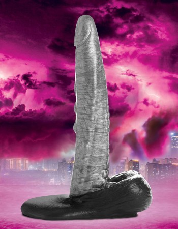 The Gargoyle Rock Hard Silicone Dildo -  Silver
