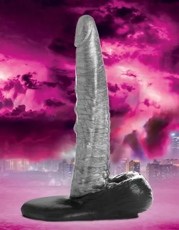 The Gargoyle Rock Hard Silicone Dildo -  Silver