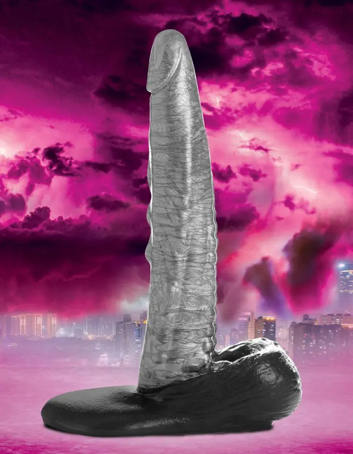 The Gargoyle Rock Hard Silicone Dildo -  Silver