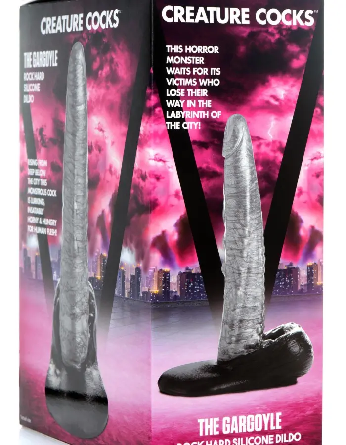 The Gargoyle Rock Hard Silicone Dildo -  Silver
