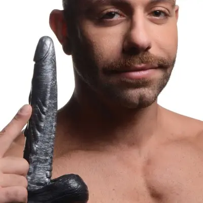 The Gargoyle Rock Hard Silicone Dildo -  Silver