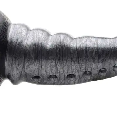 Beastly Tapered Bumpy Silicone Dildo - Silver