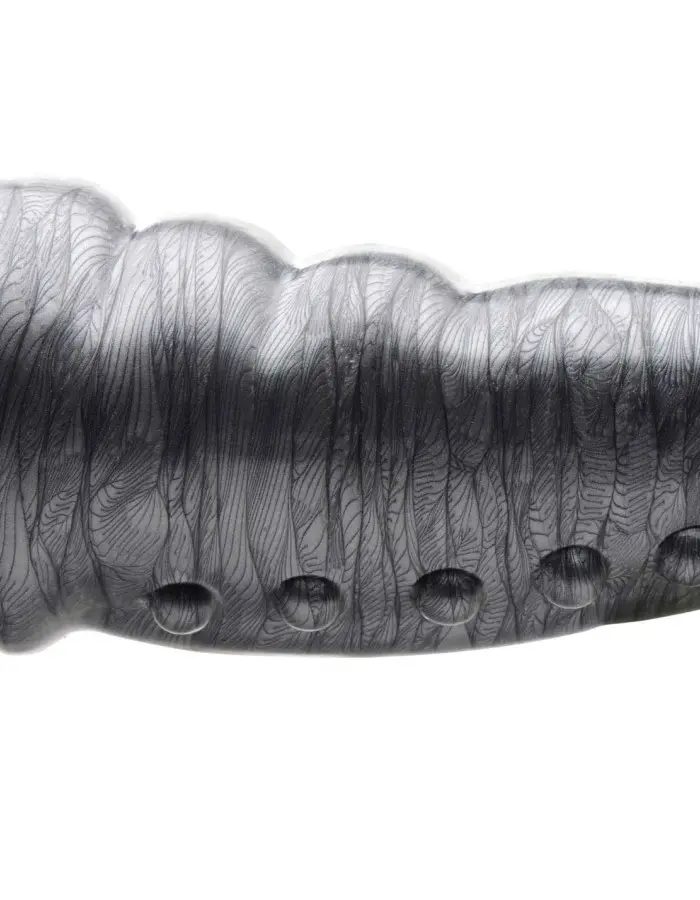 Beastly Tapered Bumpy Silicone Dildo - Silver