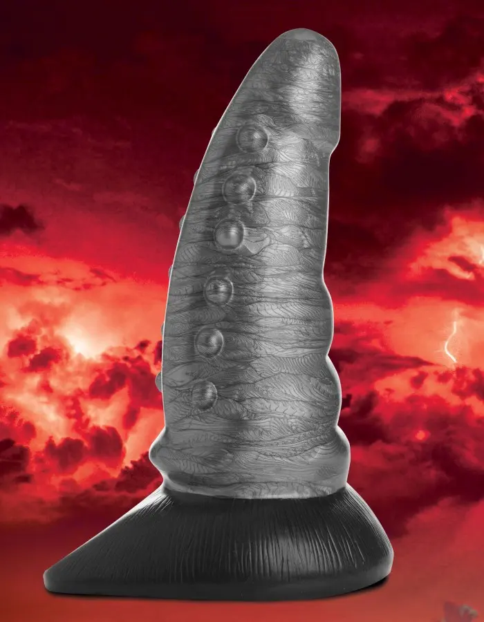Beastly Tapered Bumpy Silicone Dildo - Silver