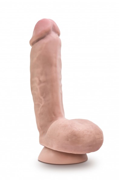 Dr. Skin Plus - 8 Inch Thick Poseable Dildo With  Squeezable Balls - Vanilla