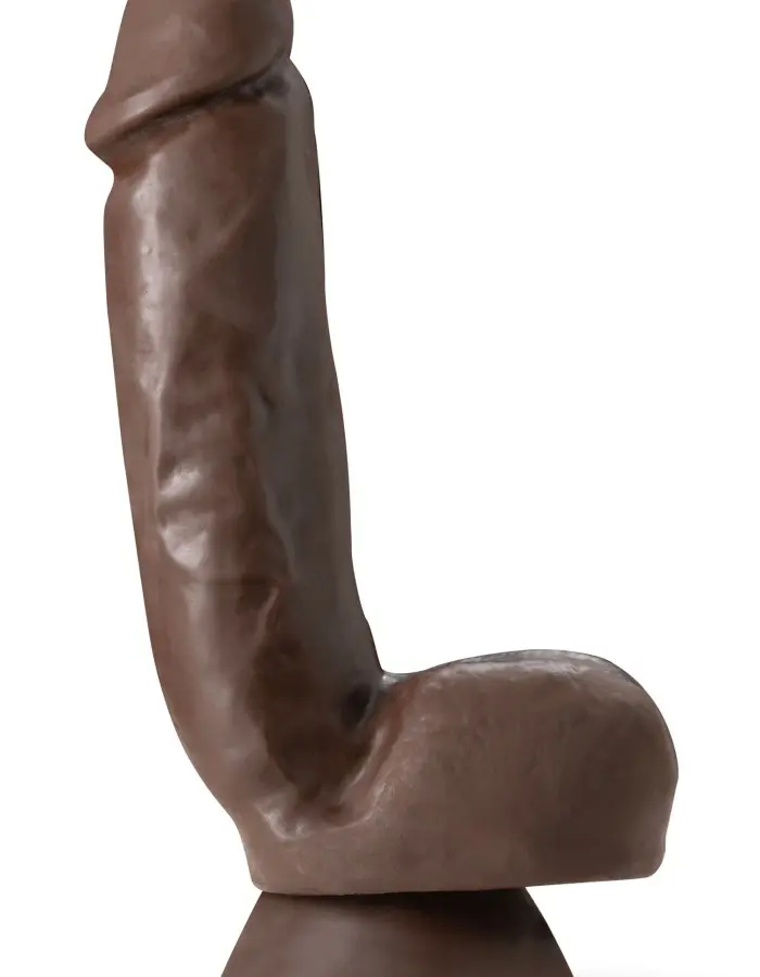 Dr. Skin Plus - 8 Inch Thick Poseable Dildo With  Squeezable Balls - Chocolate