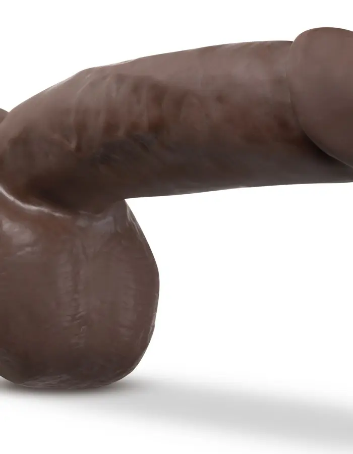 Dr. Skin Plus - 8 Inch Thick Poseable Dildo With  Squeezable Balls - Chocolate