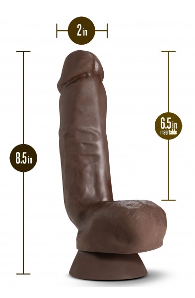 Dr. Skin Plus - 8 Inch Thick Poseable Dildo With  Squeezable Balls - Chocolate