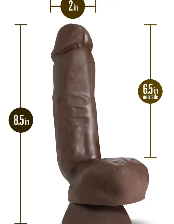 Dr. Skin Plus - 8 Inch Thick Poseable Dildo With  Squeezable Balls - Chocolate