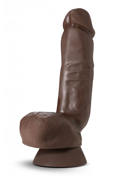 Dr. Skin Plus - 8 Inch Thick Poseable Dildo With  Squeezable Balls - Chocolate