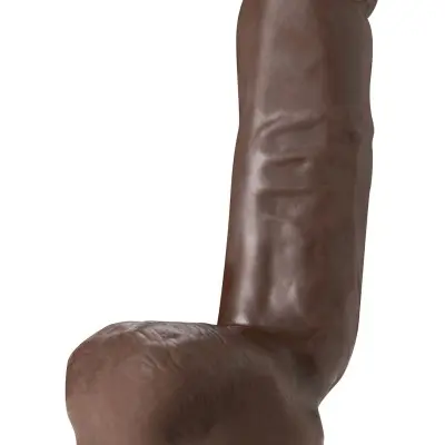 Dr. Skin Plus - 8 Inch Thick Poseable Dildo With  Squeezable Balls - Chocolate