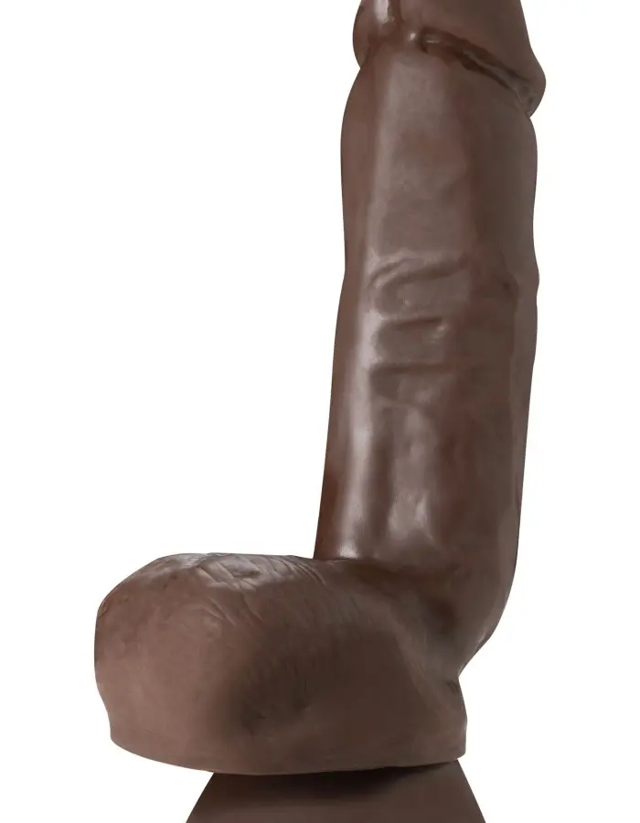 Dr. Skin Plus - 8 Inch Thick Poseable Dildo With  Squeezable Balls - Chocolate