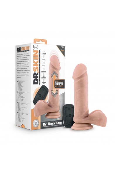 Dr. Skin Silicone - Dr. Beckham - 7 Inch Thumping  Dildo With Remote Control - Vanilla