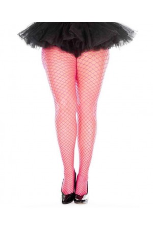 Mini Diamond Net Spandex Pantyhose - Queen Size - Hot Pink