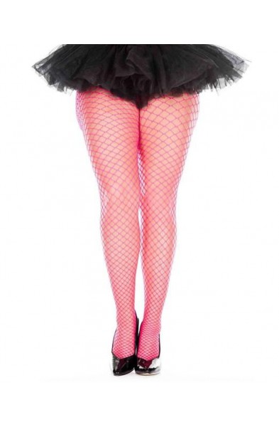 Mini Diamond Net Spandex Pantyhose - Queen Size - Hot Pink