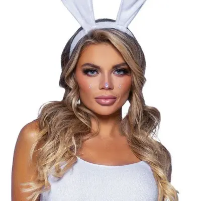 Bendable Velvet Bunny Rabbit Ears - White