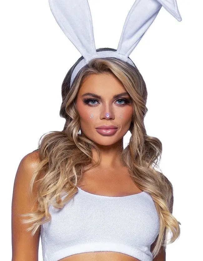 Bendable Velvet Bunny Rabbit Ears - White